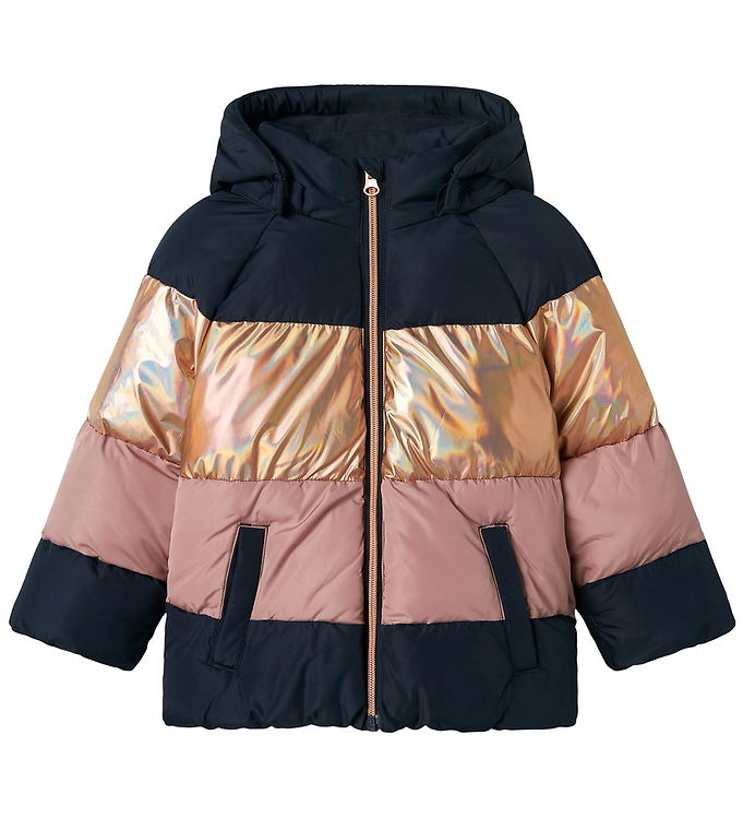 Name It Dynejakke - NmfMille - Dark Sapphire m. Striber