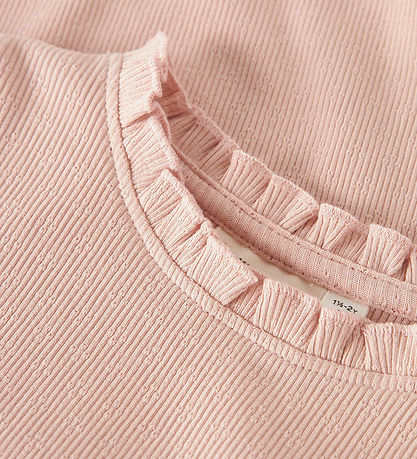 Lil Atelier Bluse - Rib - NmfNora - Cameo Rose m. Hulmønster