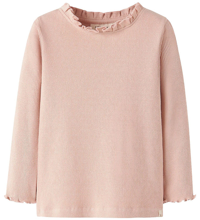 Lil Atelier Bluse - Rib - NmfNora - Cameo Rose m. Hulmønster