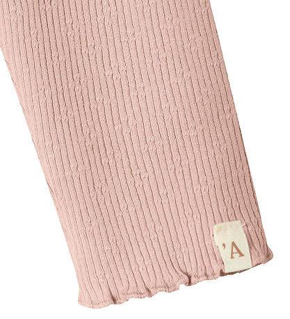 Lil Atelier Leggings - Rib - NbfNora - Cameo Rose m. Hulmønster
