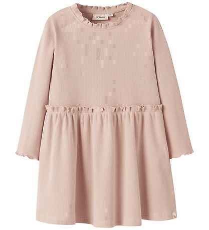 Lil Atelier Kjole - NmfNora - Rib - Cameo Rose m. Hulmønster