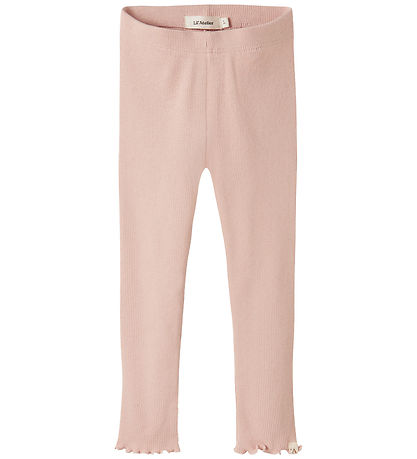 Lil Atelier Leggings - Rib - NmfNora - Cameo Rose m Hulmønster