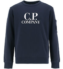 C.P. Company Sweatshirt - Total Eclipse Blue m. Hvid C.P. Company Sweatshirt - Total Eclipse Blue m. Hvid