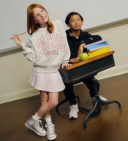 Abercrombie & Fitch Sweatshirt - Lysegråmeleret m. Rosa