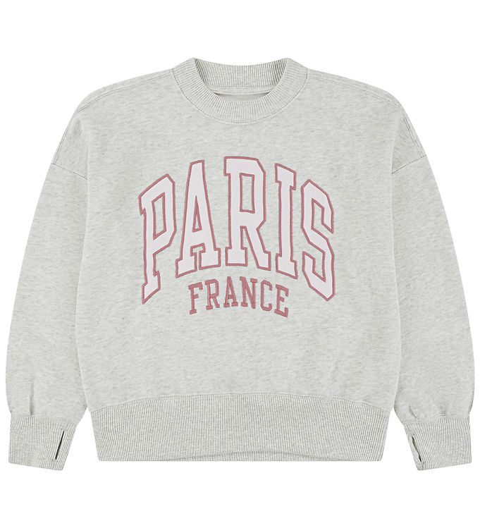 Abercrombie & Fitch Sweatshirt - Lysegråmeleret m. Rosa