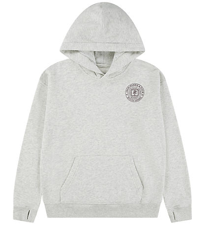 Abercrombie & Fitch Hættetrøje - Lysegråmeleret m. Print