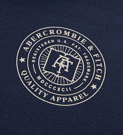 Abercrombie & Fitch Hættetrøje - Navy Blazer m. Print