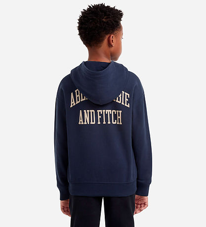 Abercrombie & Fitch Hættetrøje - Navy Blazer m. Print