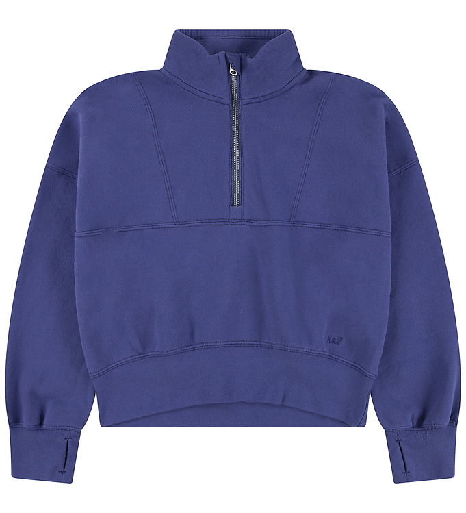 Abercrombie & Fitch Sweatshirt m. Lynlås - Skipper Blue