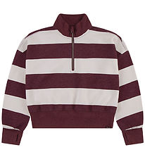 Abercrombie & Fitch Sweatshirt m. Lynlås - Fig/Off White Abercrombie & Fitch Sweatshirt m. Lynlås - Fig/Off White