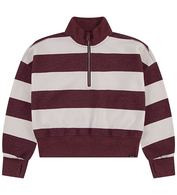 Abercrombie & Fitch Sweatshirt m. Lynlås - Fig/Off White
