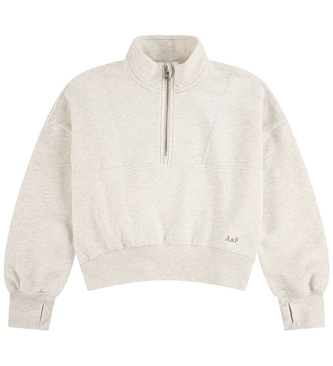 Abercrombie & Fitch Sweatshirt m. Lynlås - Oatmeal Heather
