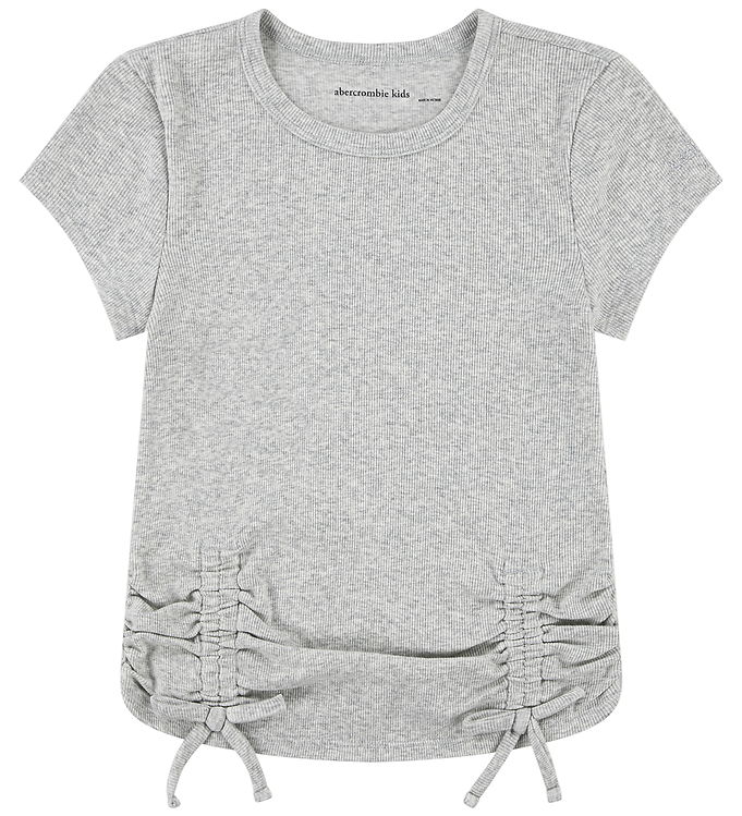 Abercrombie & Fitch Rib T-shirt - Lysegråmeleret