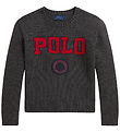 Polo Ralph Lauren Bluse - Strik - Gråmeleret m. Rød Polo Ralph Lauren Bluse - Strik - Gråmeleret m. Rød
