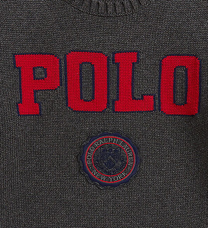 Polo Ralph Lauren Bluse - Strik - Gråmeleret m. Rød