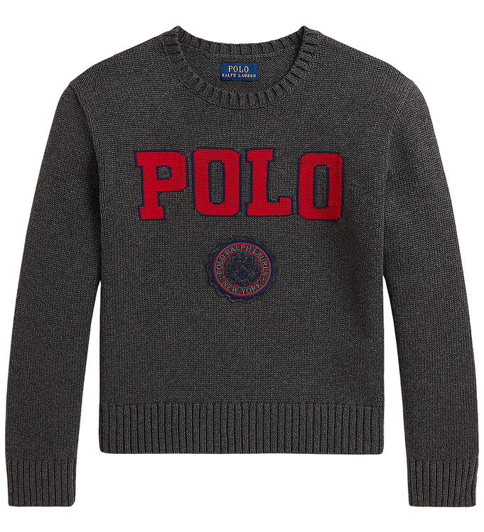 Polo Ralph Lauren Bluse - Strik - Gråmeleret m. Rød
