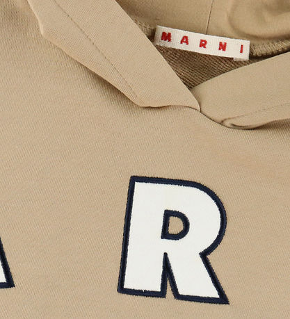 Marni Hættetrøje - Cardboard Beige m. Logo