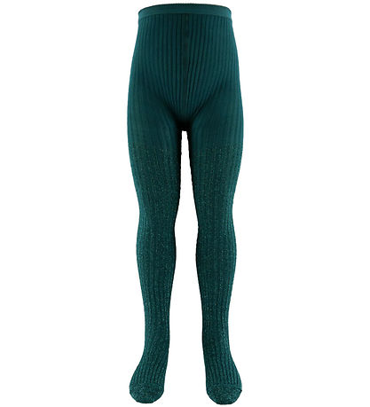 Molo Strømpebukser - Rib - Cosmic Green m. Glimmer