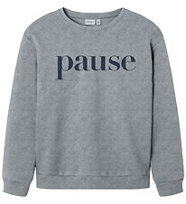 Name It Sweatshirt - NkmNello - Gråmeleret m. Print Name It Sweatshirt - NkmNello - Gråmeleret m. Print