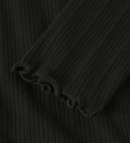 Name It Bluse - Rib - NkfNolea - Sort m. Hulmønster