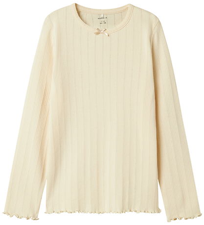 Name It Bluse - Rib - NkfNolea - Parchment m. Hulmønster