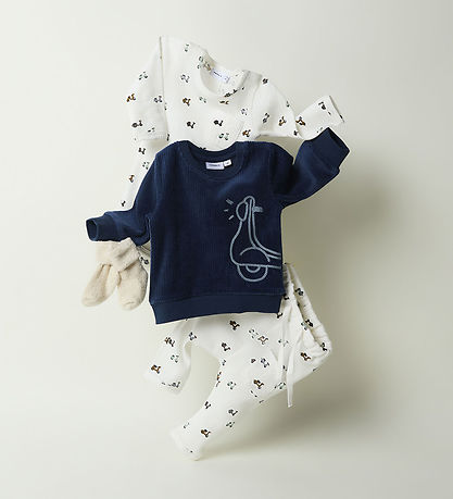 Name It Sweatshirt - Fløjl - NbmNando - Insignia Blue m. Print