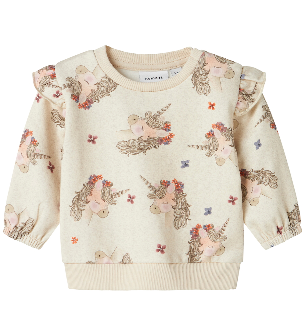 Name It Sweatshirt - NbfNoise - Peyote Melange m. Print - Name It - 56 - Sweatshirts