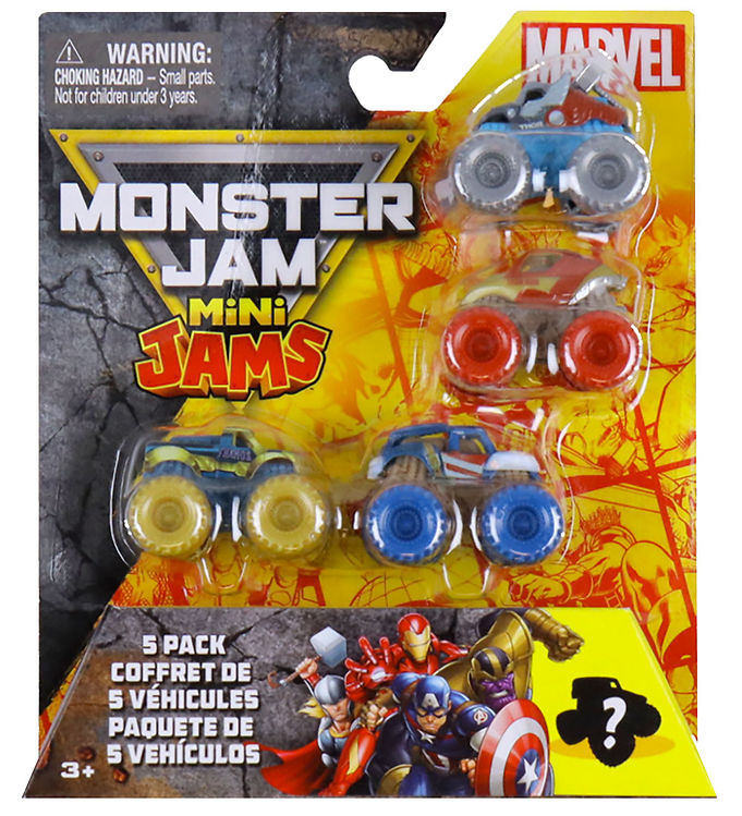 Monster Jam Biler - 1:87 - Mini - Marvel - 5-pak