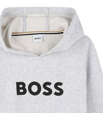 BOSS Hættetrøje - Gråmeleret m. Logo