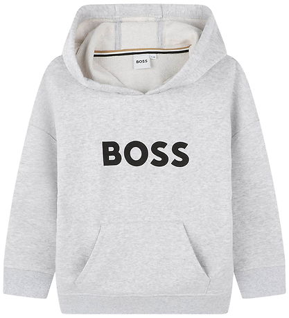 BOSS Hættetrøje - Gråmeleret m. Logo