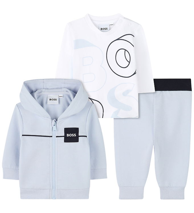 BOSS Gaveæske - Sweatsæt/Bluse - Lysebå/Hvid m. Print