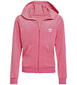 adidas Originals Cardigan - Velour - Pink Fusion/Hvid adidas Originals Cardigan - Velour - Pink Fusion/Hvid