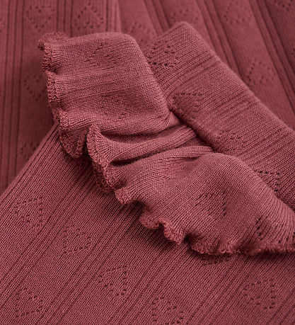 En Fant Leggings - Rib - Roan Rouge m. Hulmønster