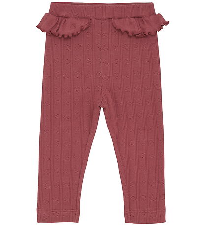 En Fant Leggings - Rib - Roan Rouge m. Hulmønster