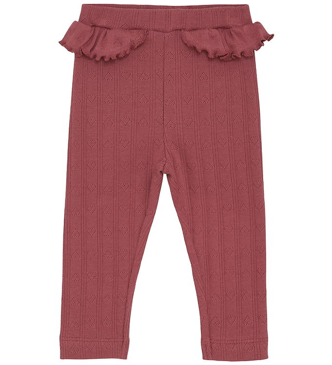 En Fant Leggings - Rib - Roan Rouge m. Hulmønster