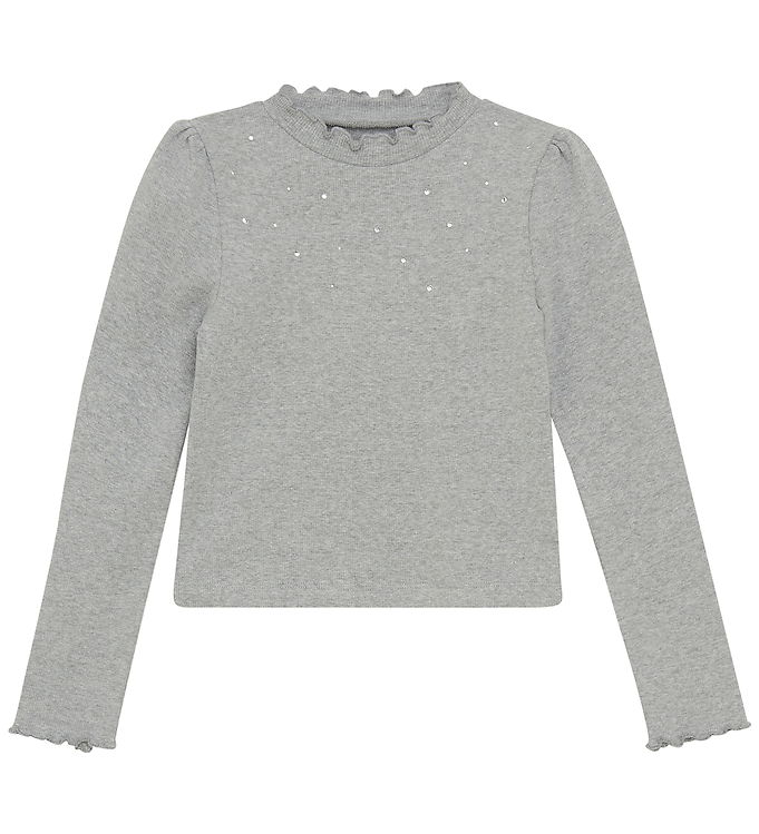 Creamie Bluse - Rib - Light Grey Melange