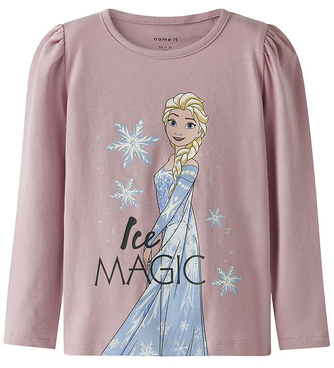 Name It Mini Bluse Keepsake Lilac Med Elsa Print Og Glimmerdetaljer - Str. 2y 92cm