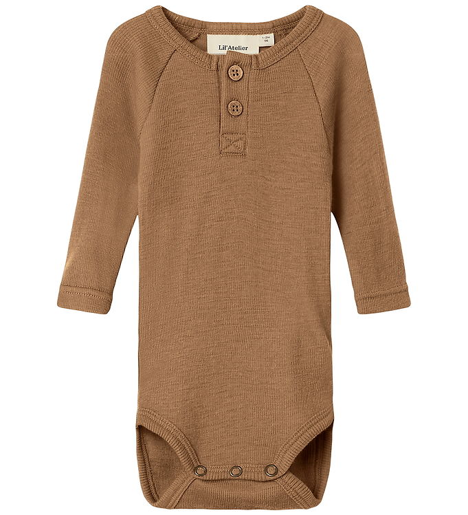 Lil' Atelier Body Tigers Eye i Merinould Med Knapper - Str. 1m 56cm