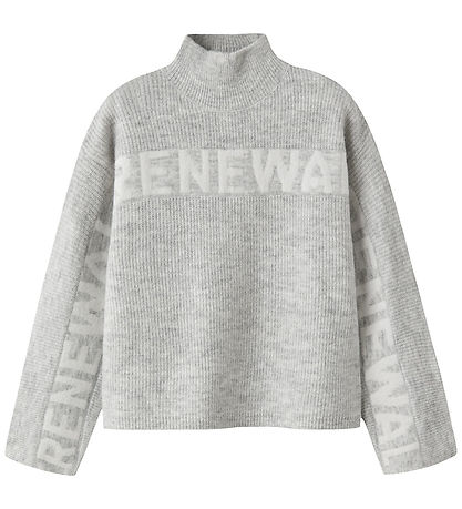 Name It Bluse - Strik - Rib - NkfNuva - Lysegråmeleret