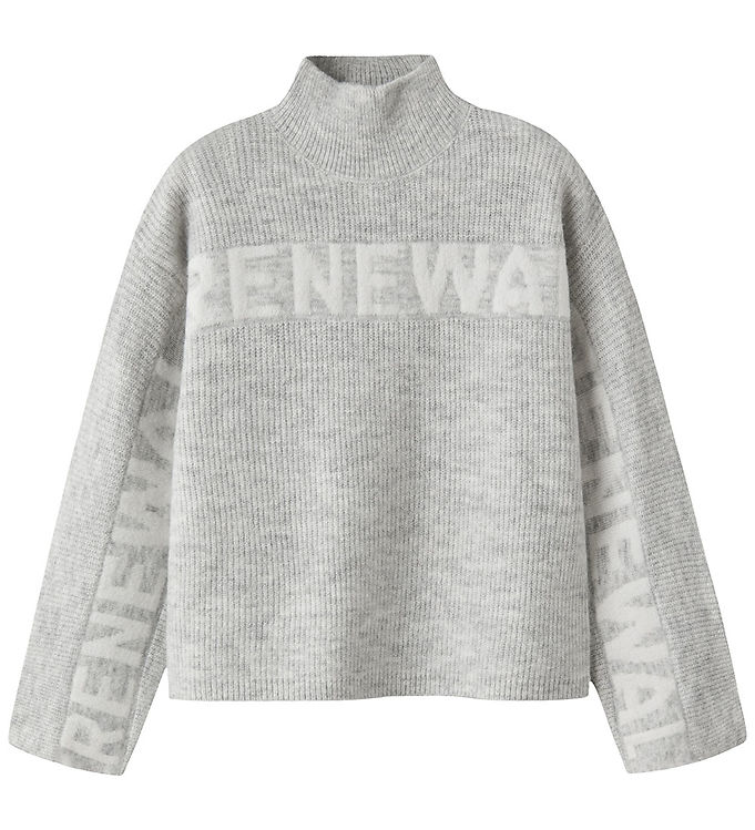 Name It Bluse - Strik - Rib - NkfNuva - Lysegråmeleret