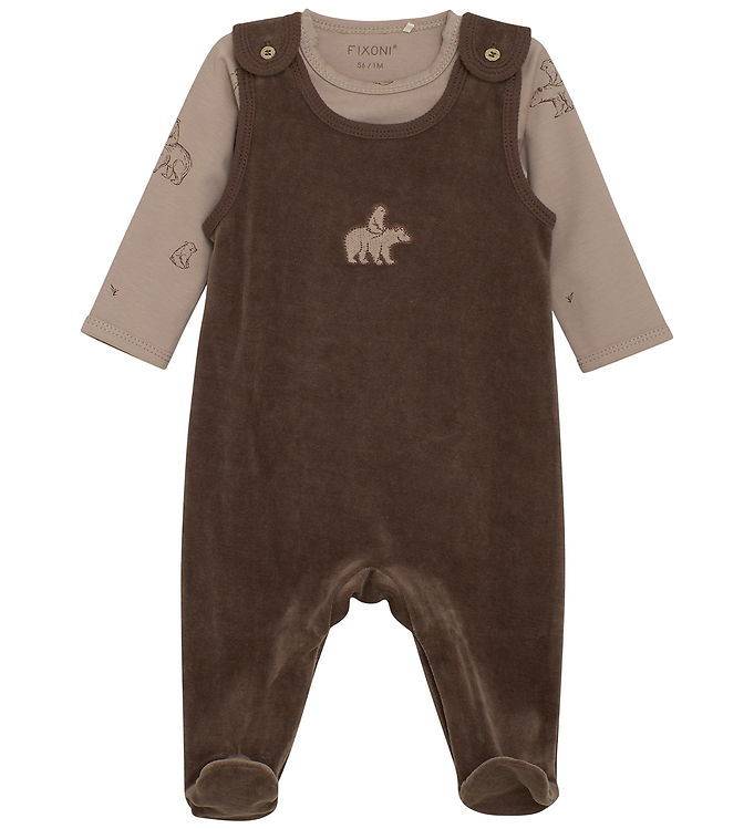 Fixoni Sæt - Body l/æ/Sparkedragt - Velour - Coffee Quartz