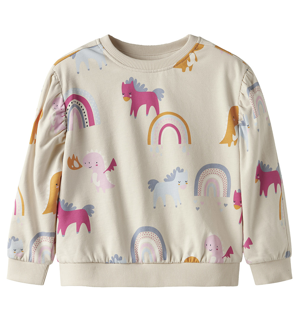 Name It Sweatshirt - NmfNula - Pergament m. Print - Name It - 2 Jahre (92) - Sweatshirts