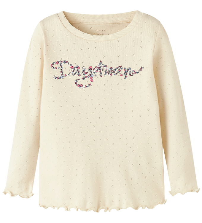 Name It NmfNimma Bluse m. Hulmønster - Parchment