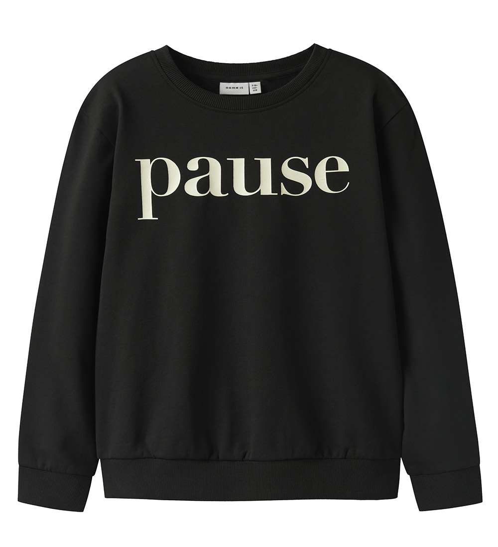 Name It Sweatshirt - NkfNoriana - Schwarz m. Print - Name It - 7-8 Jahre (122-128) - Sweatshirts