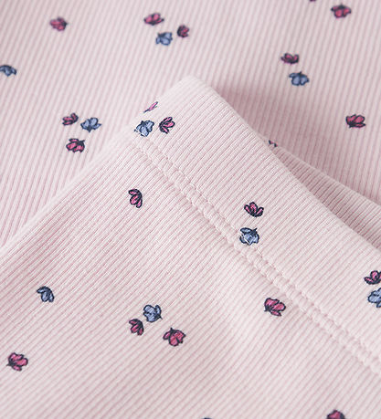 Name It Leggings - Rib - NmfNelia - Cradle Pink m. Blomster