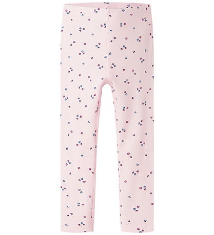 Name It Leggings - Rib - NmfNelia - Cradle Pink m. Blomster