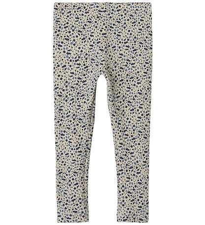 Name It Leggings - Rib - NmfNelia - Parchment m. Blomster
