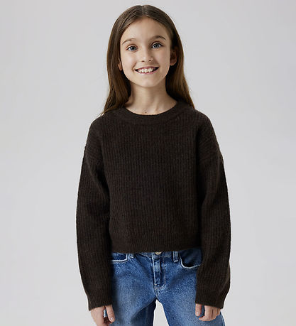 Name It Bluse - Strik - NkfHolly - Boxy - Mørkegråmeleret