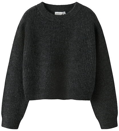 Name It Bluse - Strik - NkfHolly - Boxy - Mørkegråmeleret