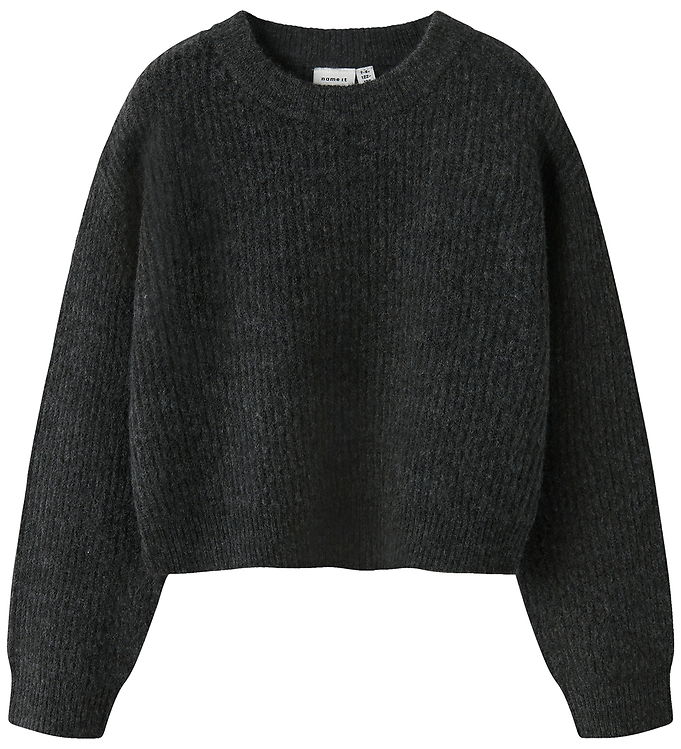 Name It Bluse - Strik - NkfHolly - Boxy - Mørkegråmeleret